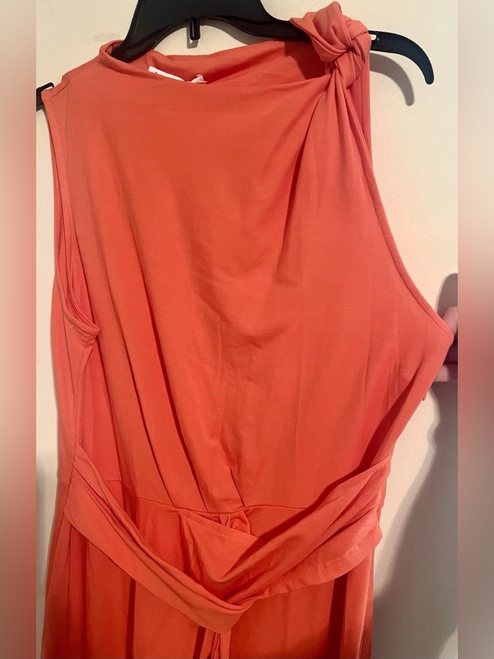 NWT Women’s JASAMBAC Sleeveless Orange Midi Dress with Knotted Waist Size XL - Picture 7 of 16